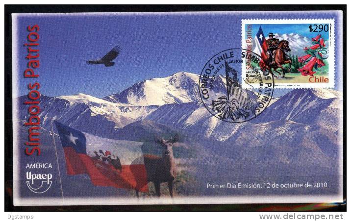 Chile 2010 FDC Upaep Símbolos: Bandera, Huaso A Caballo, Copihue, Cordillera Andina, Cóndor, Huemul - Emissioni Congiunte