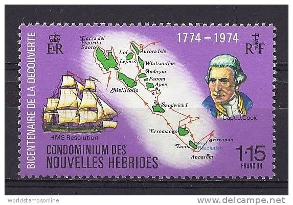 New Hebrides, Year 1974, SG 195, Capt. Cook, MNH ** - Autres & Non Classés