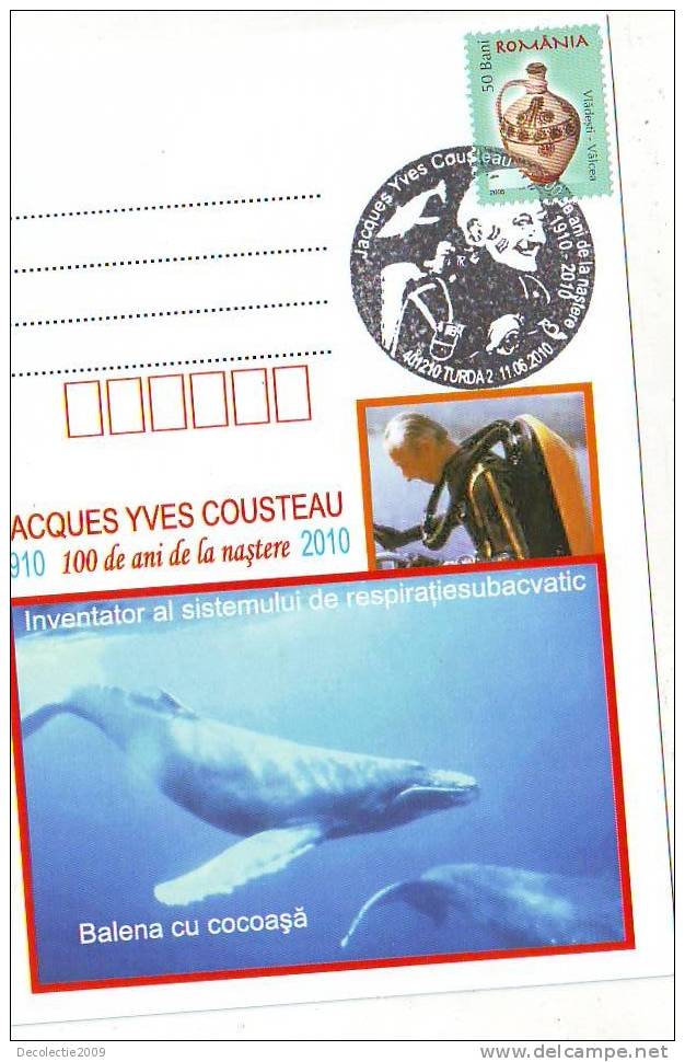 M760 Postal Card Romania  Polar Fauna Whales Baleines Jaques Yves Cousteau Perfect Shape - Baleines