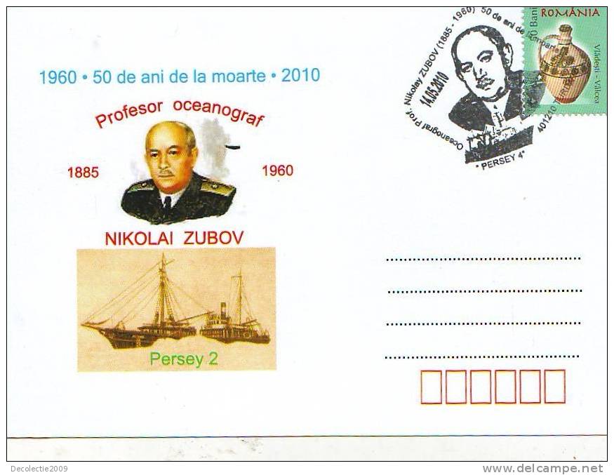 M762 Postal Card Romania Ship Bateaux Persey 2 Explorateur Nikolai Zubov Perfect Shape - Exploradores