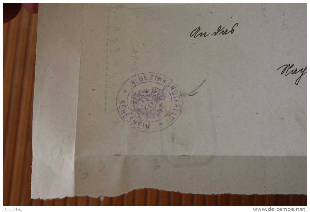 GUERRE 14/18 WURTEMBERG P/ ELLWANGEN BEZIRKSNOTARIAT SEPTEMBER 1919 MARCOPHILIA + CACHET DE NOTAIRE - Cartas & Documentos