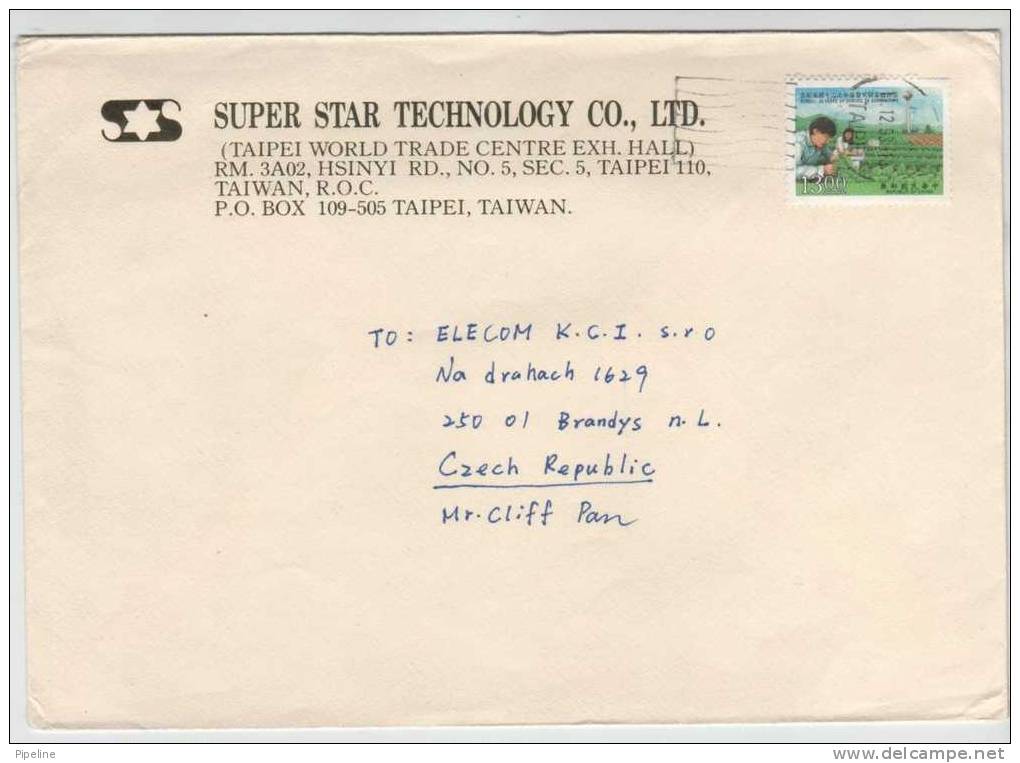 Taiwan Republic Of China Cover Sent To Czech Republic 11-12-1993 - Briefe U. Dokumente