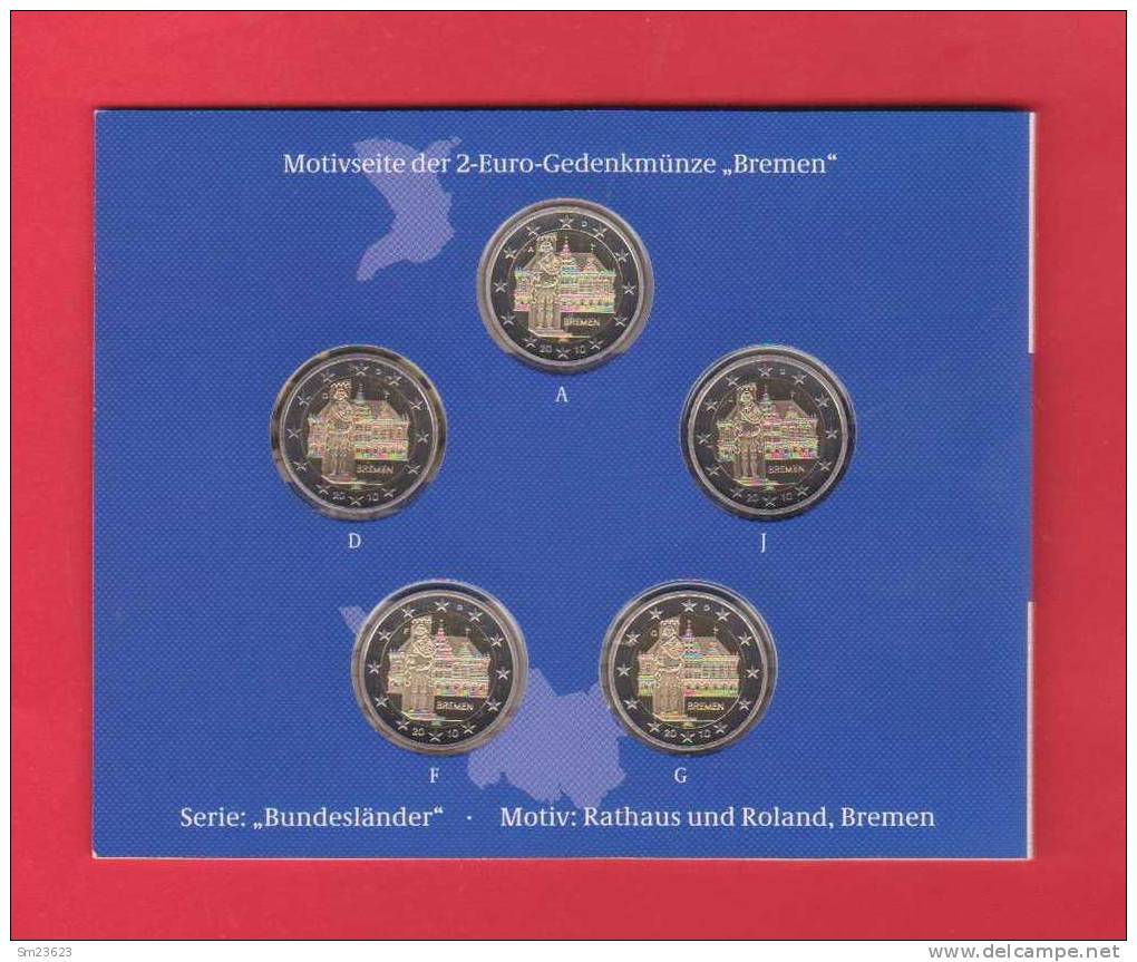 BRD - 2 Euro - Gedenkmünzenset 2010 - Serie "Bundesländer - Bremen - Spiegelglanz - Proof - SS - Deutschland