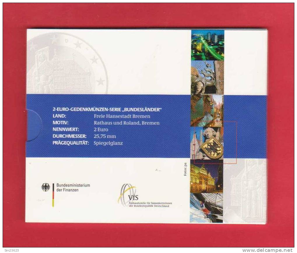 BRD - 2 Euro - Gedenkmünzenset 2010 - Serie "Bundesländer - Bremen - Spiegelglanz - Proof - SS - Deutschland