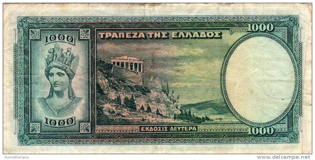 Grèce : 1000 Drachmai 1939 : Moyen Etat : #305751 - Grèce