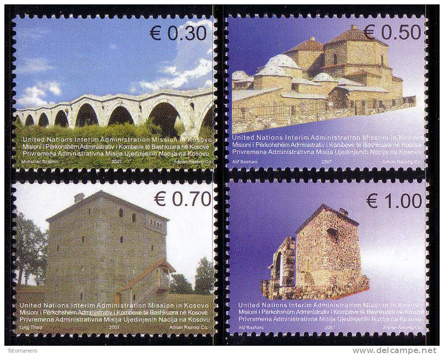 KOSOVO/UNMIK 2007 Monumental Art Set 4v** - Kosovo