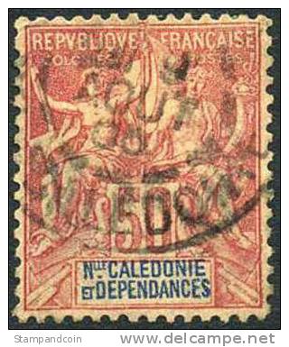 New Caledonia #54 XF Used 50c Carmine/Rose From 1892 - Gebraucht