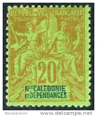 New Caledonia #49 Mint Hinged 20c Red/Green From 1892 - Ungebraucht