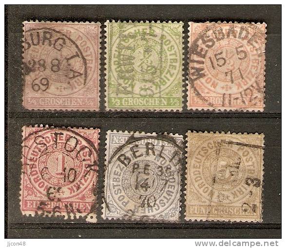 Germany (Norddeutscher Bund) 1869  (o) Mi.13-18 - Gebraucht