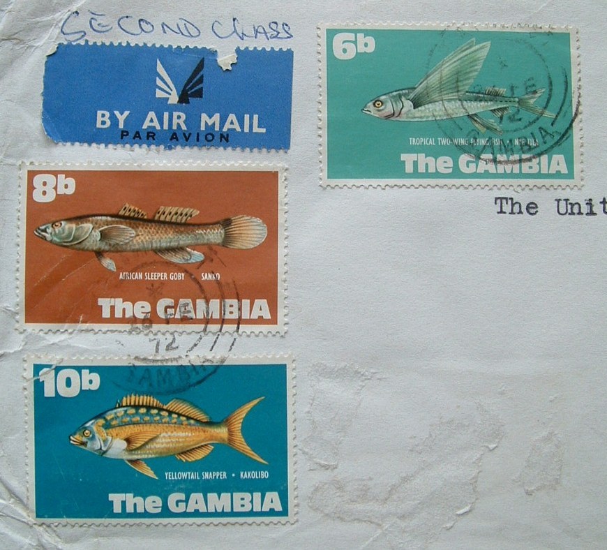 Gambia 1972 Cover To England UK - Fish - Gambia (1965-...)