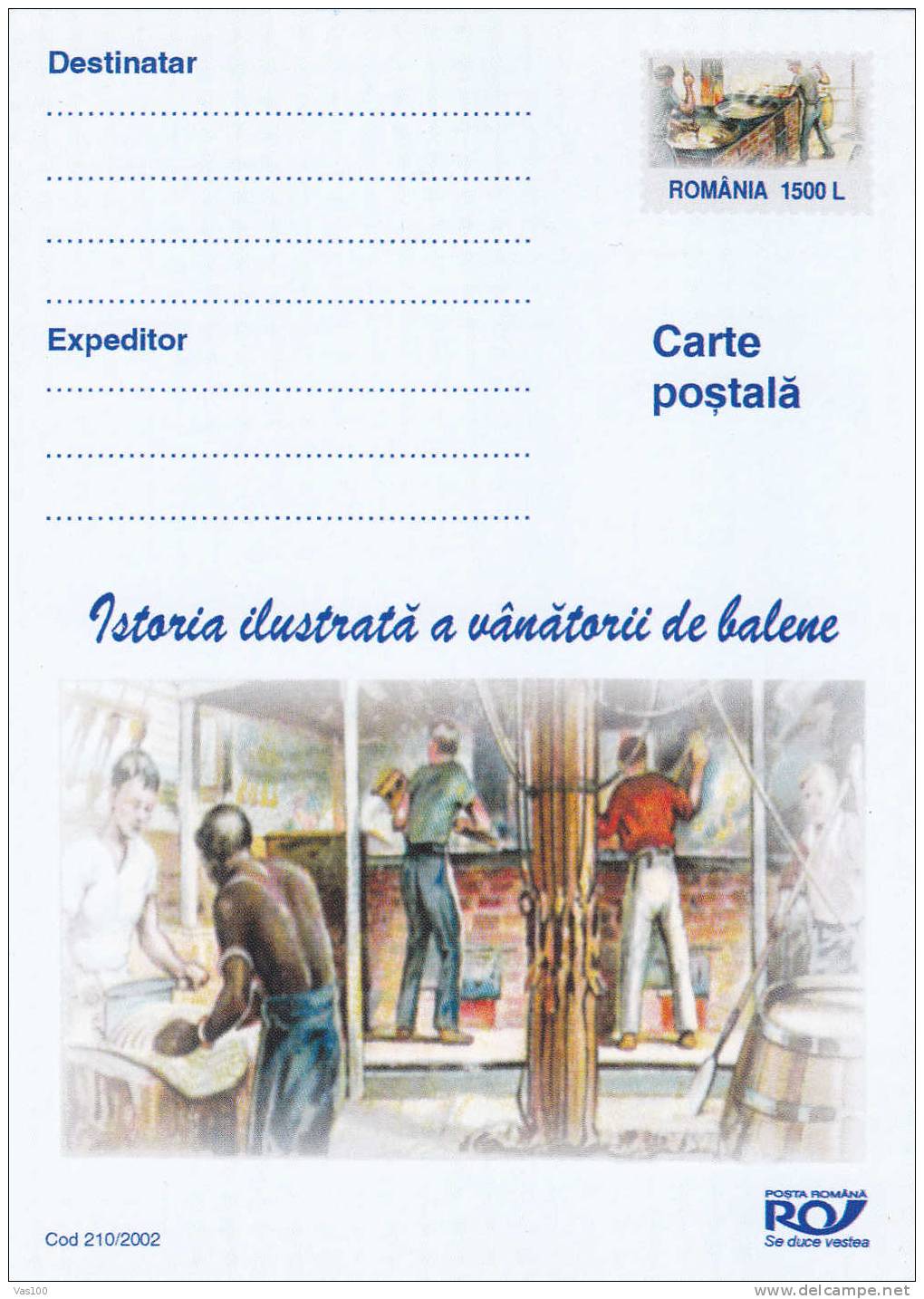 Bateau Baleinier Entier Postal, Postcard. 2002 – WHALING Ship Stationery Postcard- Baleine Whale - Baleines