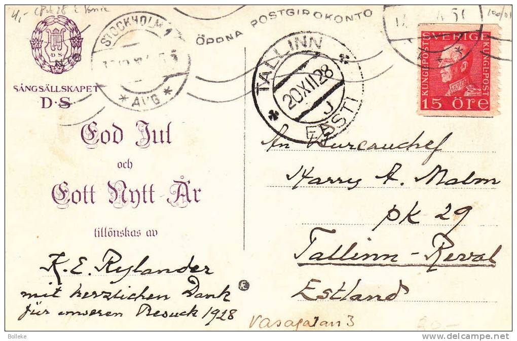 Suède - Estonie - Carte Postale De 1928 - Expédié Vers Tallinn - Lettres & Documents