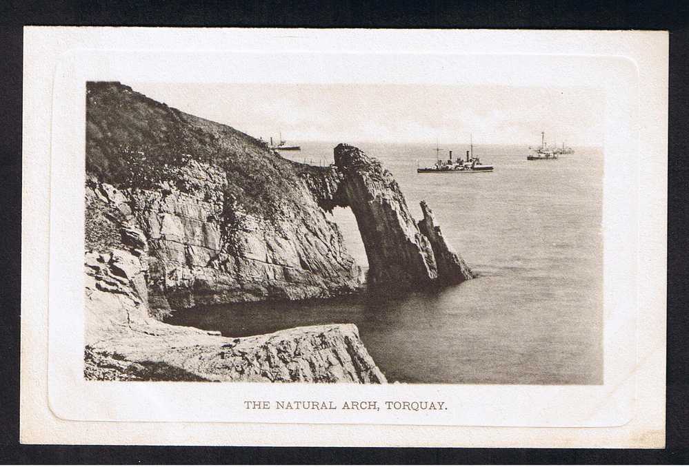 RB 598 - Early Wrench Postcard -  Warships Off The Natural Arch Torquay Devon - Torquay