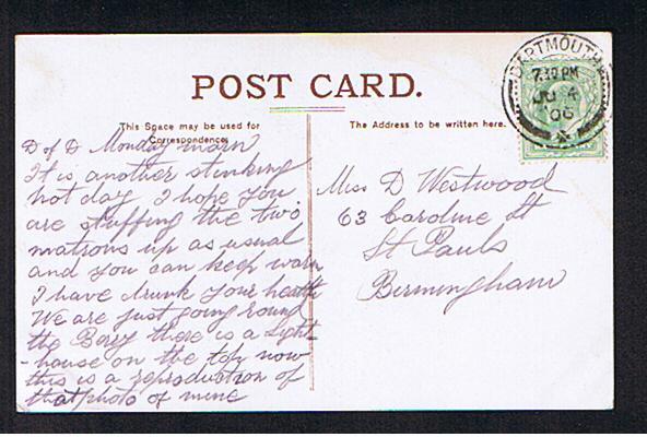 RB 598 - 1906 Postcard -  Paddlesteamer Boat Ship Approaching Torquay Devon - Written On Board Boat Posted At Dartmouth - Torquay