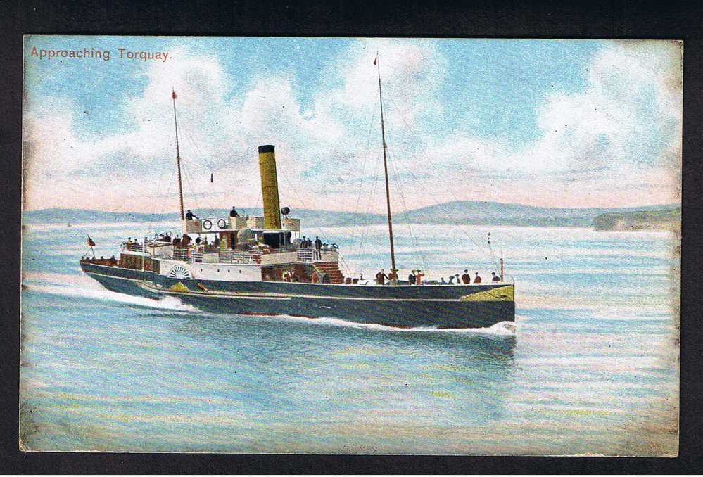 RB 598 - 1905 Postcard -  Paddlesteamer Boat Ship Approaching Torquay Devon - Posted At Dartmouth - Torquay
