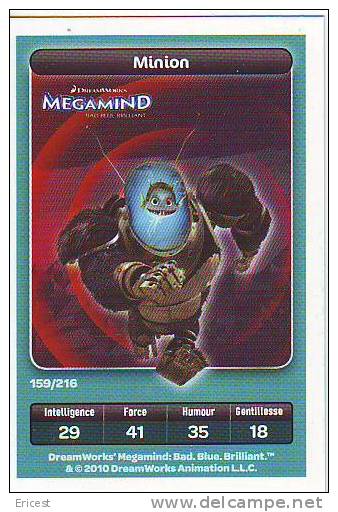 CARTE CARREFOUR DREAMWORKS MEGAMIND MINION 159/216 BON ETAT - Autres & Non Classés