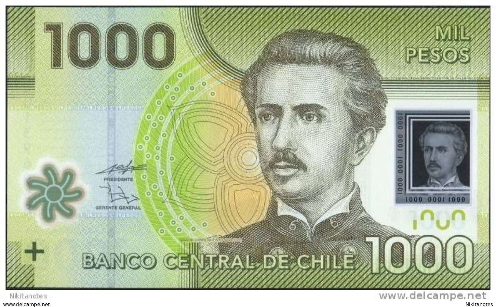 Chile 2010 1000 Pesos Ignacio Carrera Polymer UNC - Chili