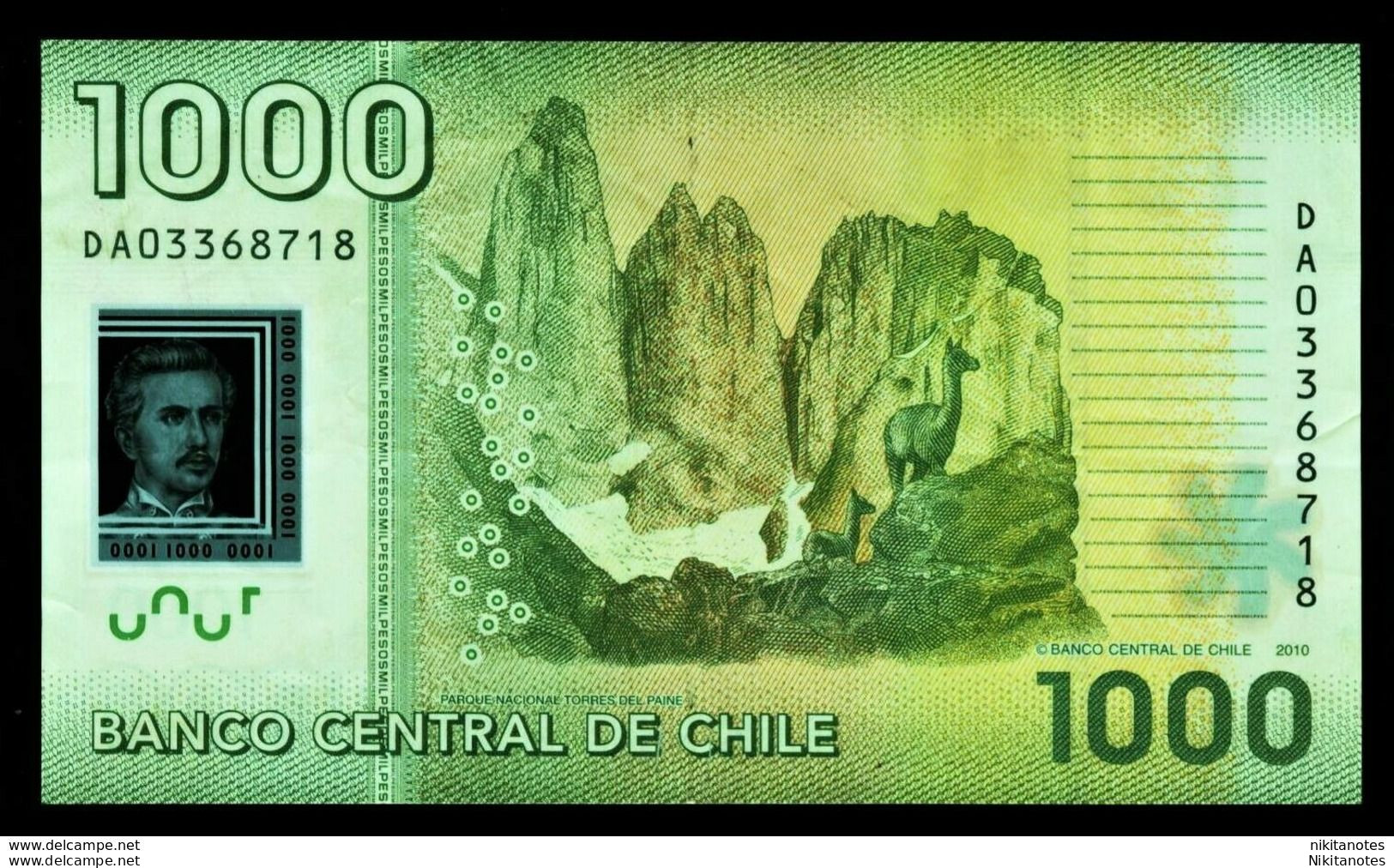 Chile 2010 1000 Pesos Ignacio Carrera Polymer UNC - Chile