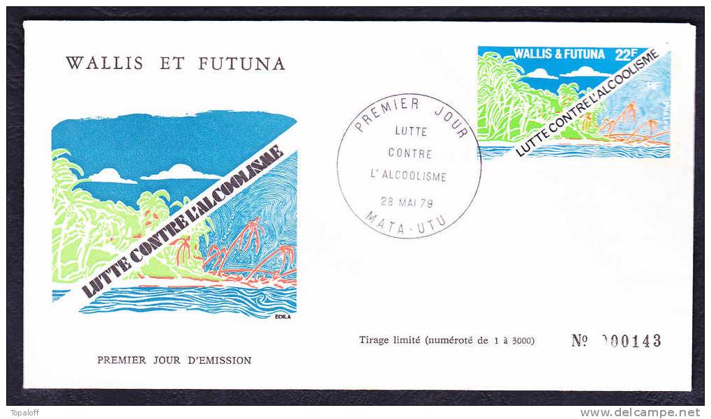 Premier Jour Wallis Et Futuna N°237  Cachet MATA-UTU Du 28-05-1979 - Alcoolisme - Briefe U. Dokumente