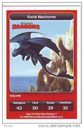 CARTE CARREFOUR DREAMWORKS DRAGONS FURIE NOCTURNE 124/216 BON ETAT - Autres & Non Classés