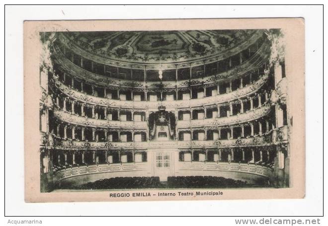 REGGIO EMILIA - Interno Teatro Municipale - Cartolina FP V 1923 - Reggio Nell'Emilia