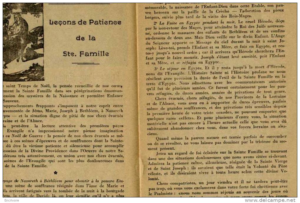 METZ Bulletin Paroissial  De SAINT EUCAIRE - Janvier 1940 N°1 Poincaré  Pie XII - Impr Guenange - Lorraine - Vosges