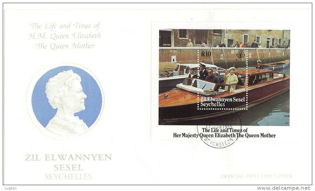 Storia Postale - ZIL ELWANNEYEN SESEL SEYCHELLES - HER MAJESTY QUEEN ELIZABETH THE QUEEN MOTHER - Seychelles (1976-...)