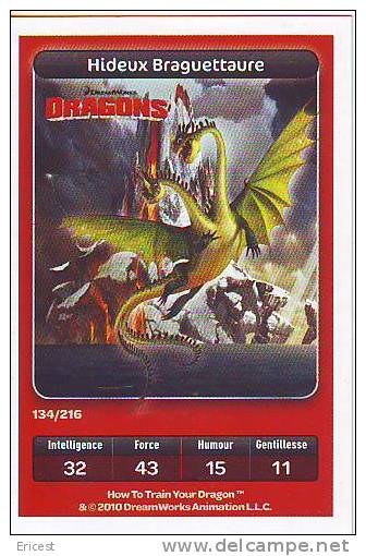 CARTE CARREFOUR DREAMWORKS DRAGONS HIDEUX BRAGUETTAURE 134/216 BON ETAT - Autres & Non Classés