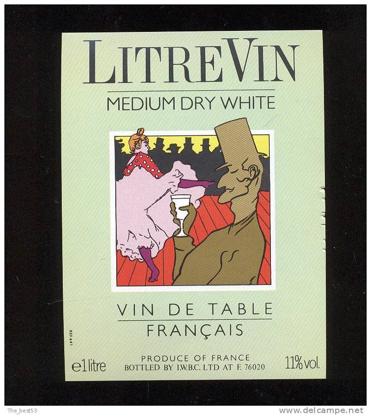 Etiquette De Vin De Table Médium Dry White   -    Thème Danse, Cabaret - Dance
