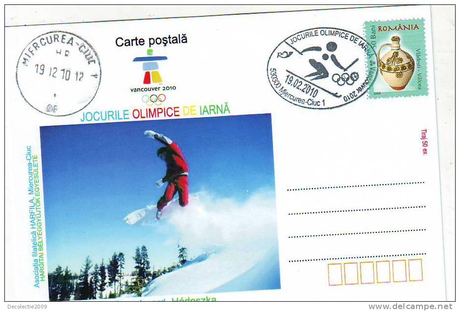 M901 Postal Card Romania Sport Snowboard Vancouver 2010 Winter Olympics Perfect Shape - Skateboard