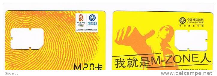 CINA  - CHINA MOBILE - GSM SIM CARD (WITHOUT CHIP)   - M-ZONE: BEIJING 2008  -  RIF. 2773 - Chine