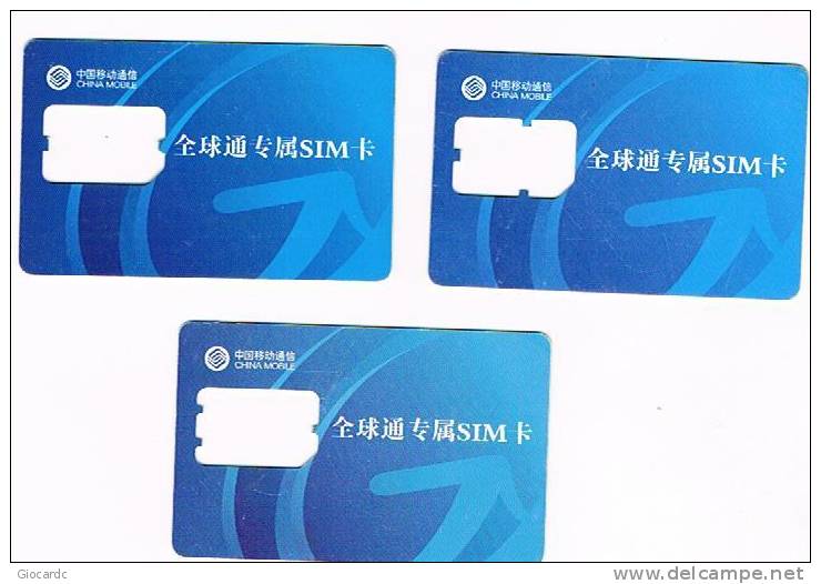 CINA  - CHINA MOBILE - GSM SIM CARD (WITHOUT CHIP)   - BEIJING 2008 (LOT OF 3 DIFFERENT) - USED  -  RIF. 2838 - China