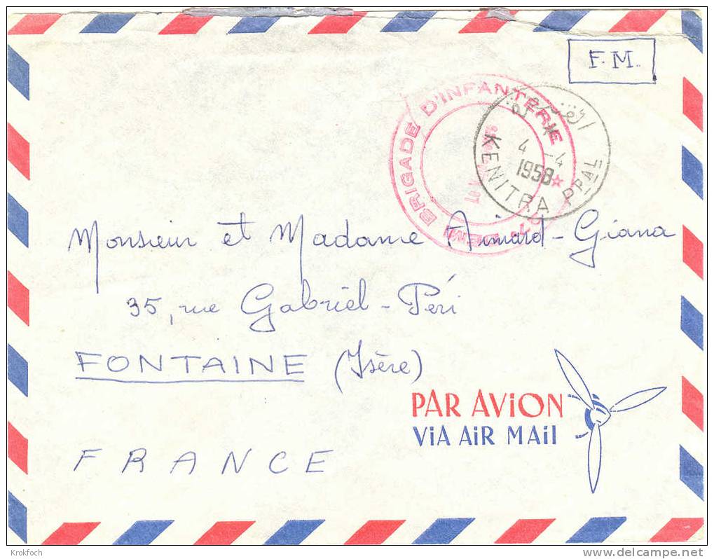 Maroc - Lettre Kenitra 1958 - Brigade D' Infanterie Armée - Covers & Documents