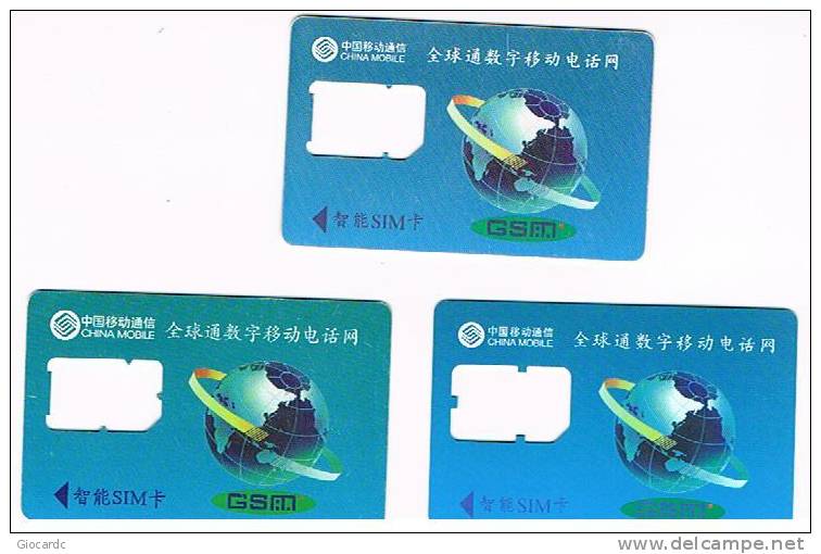 CINA  - CHINA MOBILE- GSM SIM CARD (WITHOUT CHIP)  - MONTERNET (LOT OF 3 DIFFERENT)- USED  -  RIF. 2843 - China