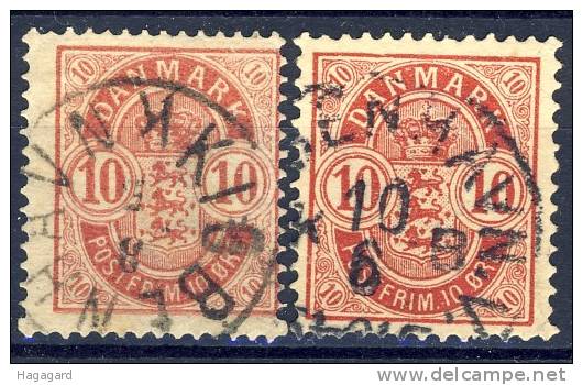#Denmark 1884. 2 Different. Cancelled(o) - Usado
