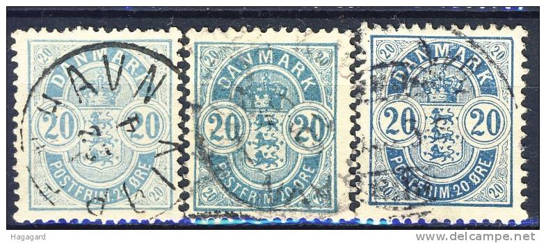 #Denmark 1884-1902. 3 Different. Cancelled(o) - Usado