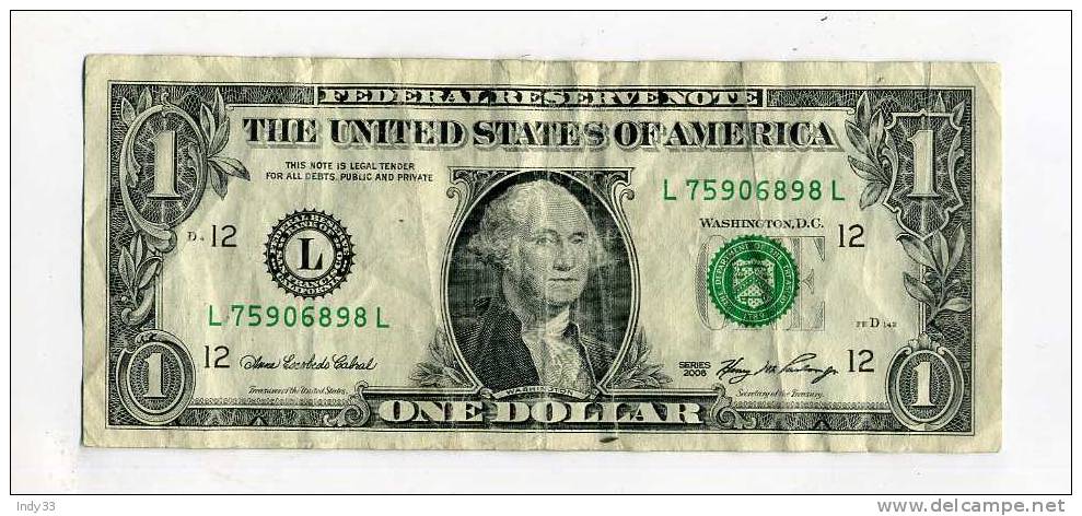 - ETATS-UNIS . 1 $  2006 . BILLET USAGE . PLIS . PETIT ACCIDENT - Federal Reserve (1928-...)