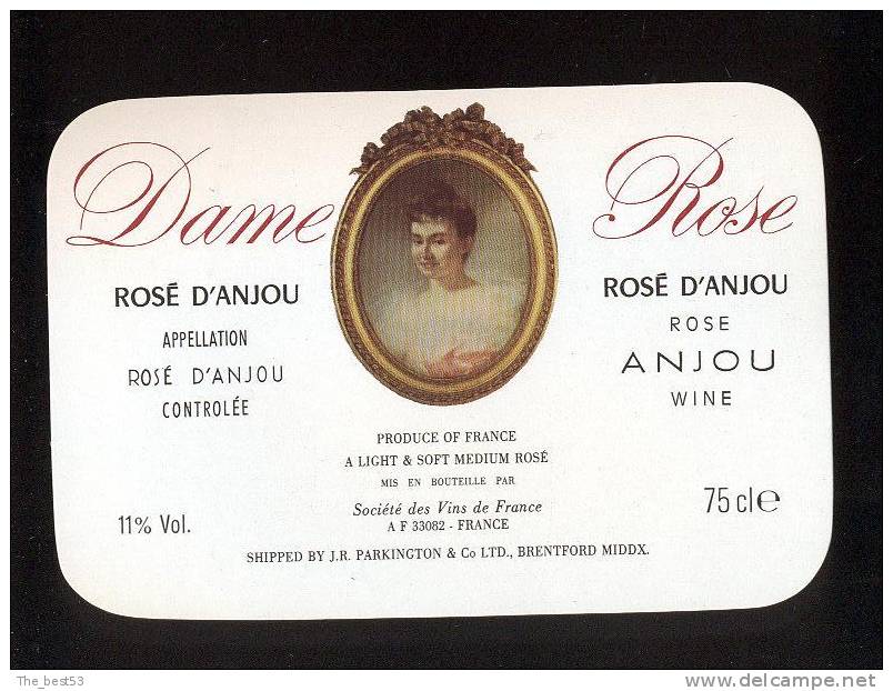 Etiquette De Vin Rosé D'Anjou 75 Cl  -  Dame Rose  -  Thème Femme, Tableau - Belleza Femenina En El Estilo 'Liberty'