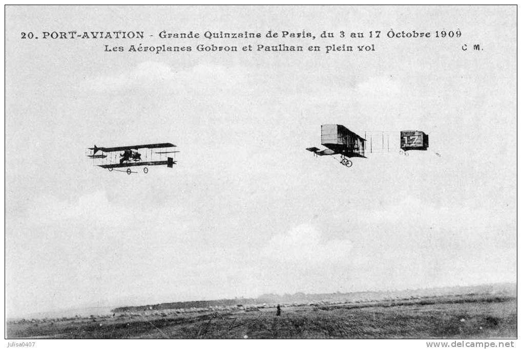 PORT AVIATION (91) Aviateurs Gobron Et Paulhan En Vol - Reuniones