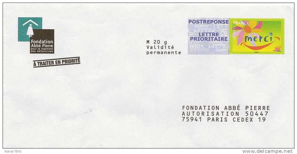 Pret à Poster Réponse Fondation Abbé Pierre (timbre Merci) - Prêts-à-poster:reply