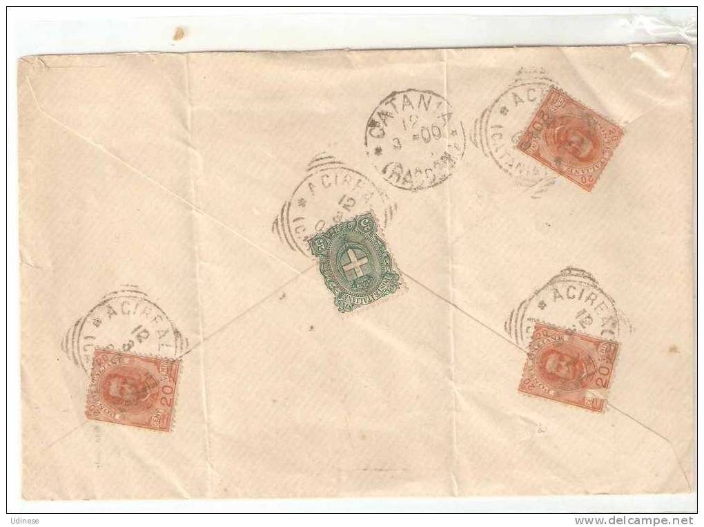 ITALY 1900 - ADDESSED COVER FROM ACIREALE (SICILY) TO CATANIA  (SICILY) - STAMPS ON THE BACK - RARE - Other & Unclassified