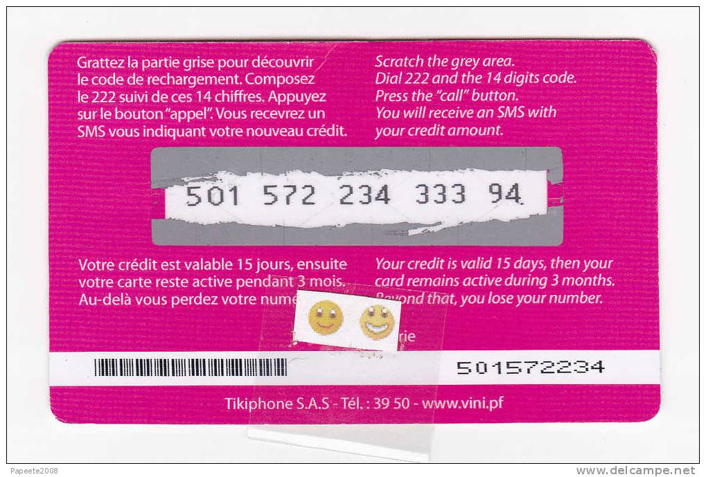 Polynésie Française - VINI Recharge - Carte Prépayée / Cartonnée / NOA / 500 FCFP - 07-2010 - 3° Modèle / LUXE - Französisch-Polynesien