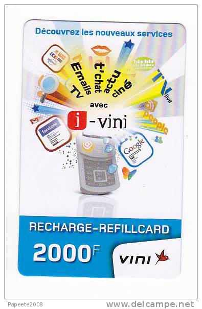 VINI Recharge - Carte Prépayée / Cartonnée / IPOD / 2000 FCFP - Mle  10-2009  - LUXE - Französisch-Polynesien