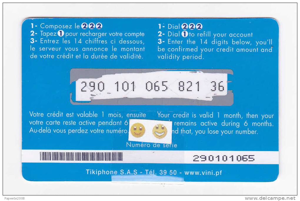 VINI Recharge - Carte Prépayée / Cartonnée / IPOD / 2000 FCFP - Mle  10-2009  - LUXE - Polynésie Française