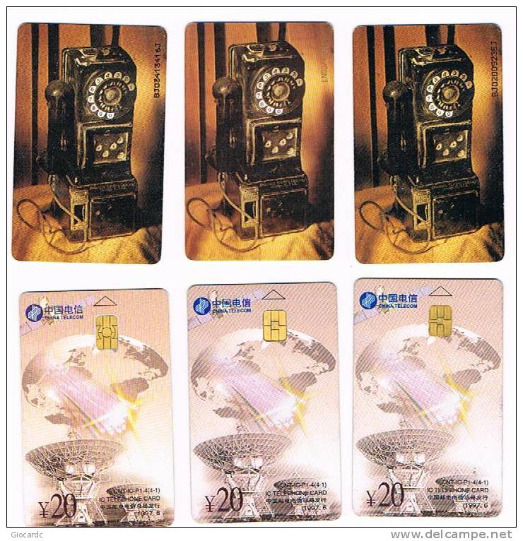 CINA  -  CHINA TELECOM   CHIP  -    TELEPHONE 1997 CNT- IC - P1 - 4 (4-1)   3 DIFFERENT CHIP  -  USATA    RIF. 2746 - China