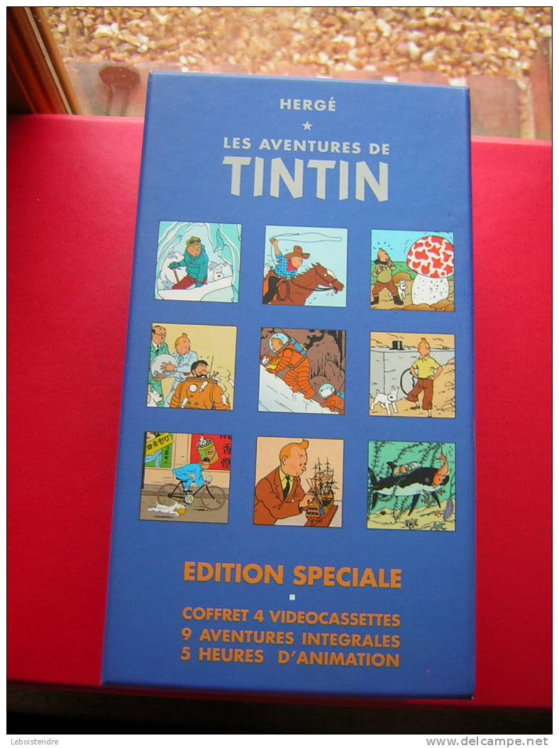 HERGE-LES AVENTURES DE TINTIN-EDITION SPECIALE -COFFRET 4 VIDEOCASSETTES-9 AVENTURES INTEGRALES -5 HEURES D'ANIMATION - Dibujos Animados