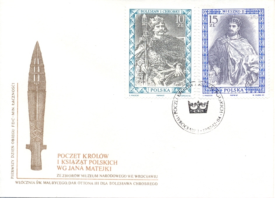 Poland 1987 FDC King Boleslaw I Chrobry And King Mieszko II - Case Reali