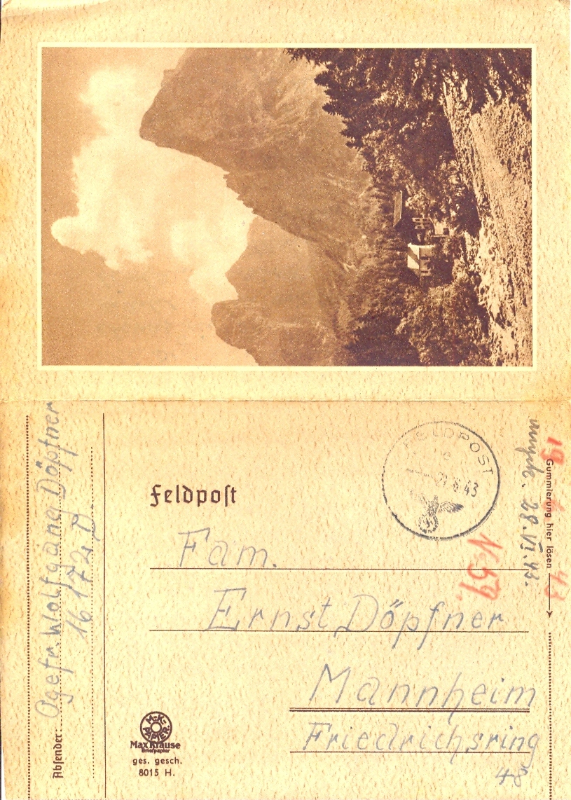 Germany Feldpost 1943 Military Post Lettersheet With Picture Of Landscape - Seconda Guerra Mondiale