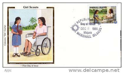 Iles Marshall.  Girl Scout Aidant Une Handicapee. FDC 1986. PRIX REDUIT! - Marshallinseln