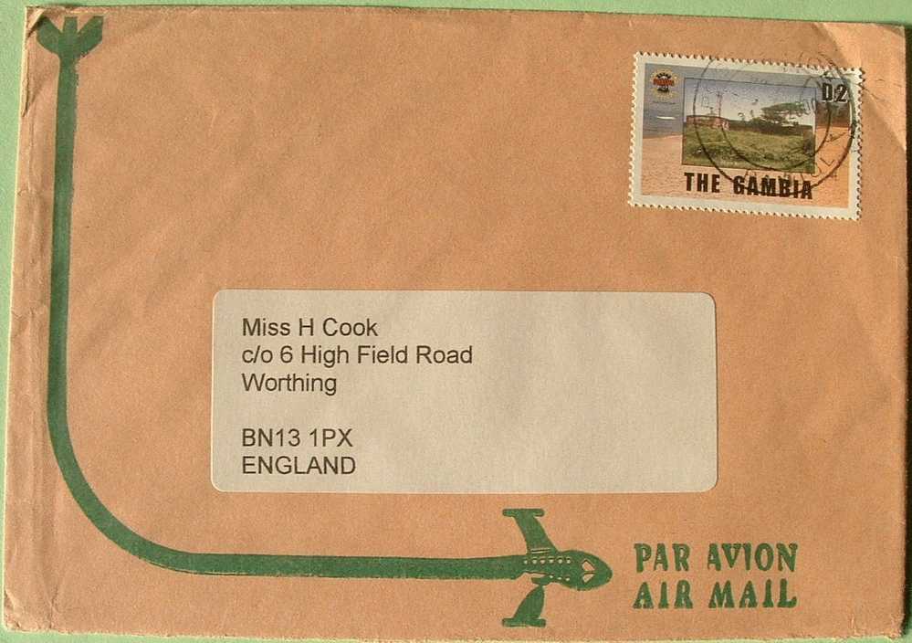 Gambia 2000 Cover To England UK -  Fort Bullen Barra - Plane - Gambie (1965-...)